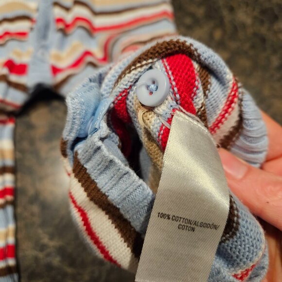 Kitestrings by Hartstrings one-piece 100% cotton blue/red/white stripe sweater - Picture 3 of 6